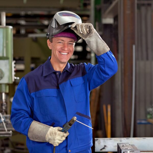 smiling welder